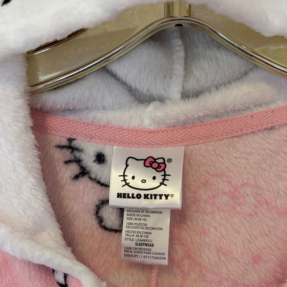 Hello Kitty Pink and White Hooded Pajama Onesie - Picture 3 of 6